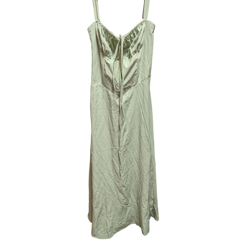 Parthea Midi Dress Women Small Sage Green New Corset Back Tie Front Romantic